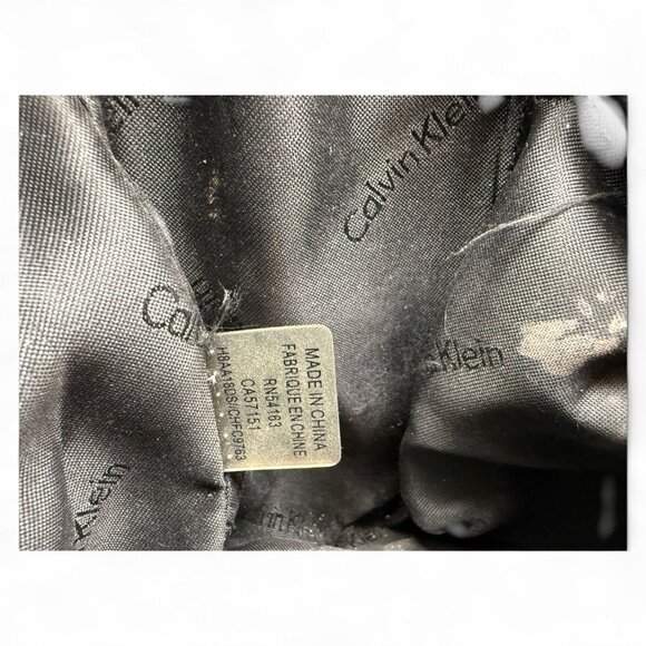 Calvin Klein Black Leather Tote Bag With Chain Straps & Magnetic Closures - Picture 8 of 10